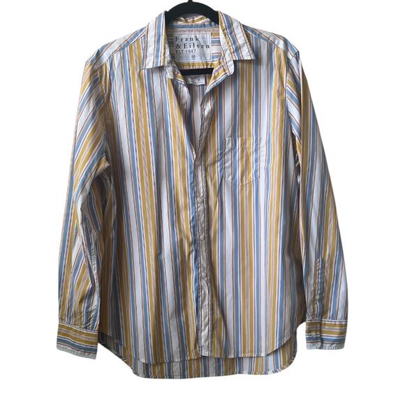 Frank & Eileen Gold Striped Multicolored Eileen Button Up Shirt Size M - Picture 2 of 13